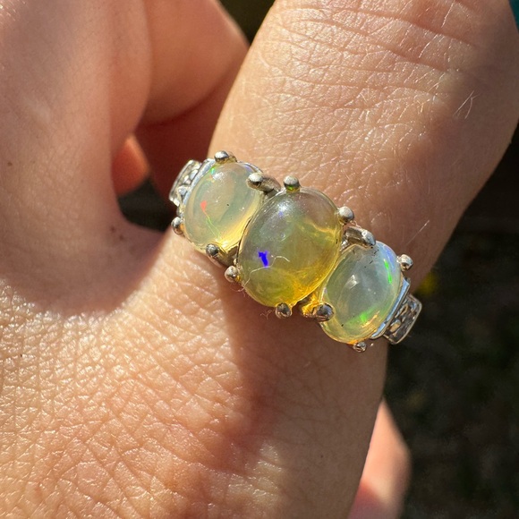1.20ctw genuine Ethiopian Welo Opal solid  sterling silver ring- new with tags - Picture 12 of 13